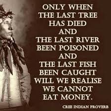 Howard Farran | When the last tree has been cut down, the last fish caught, the  last river poisoned, only then will we realise that one cannot eat money. |  Instagram