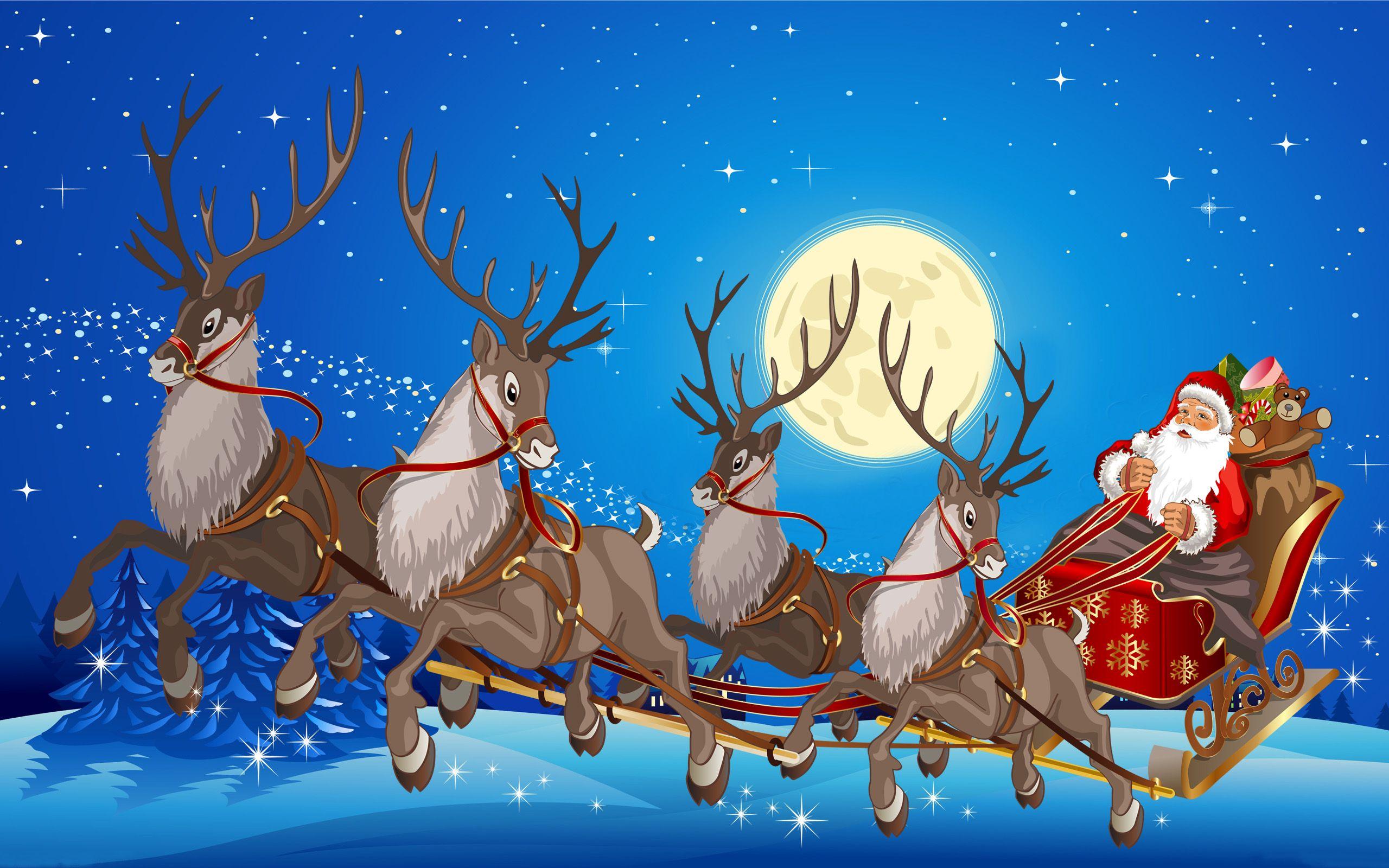 Santa And Reindeers Wallpapers - Wallpaper Cave